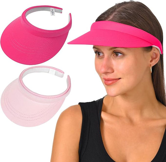 2 Pack Visor Women Men Sun Hat Clip On Visors Adjustable Sport Wide Brim Cap
