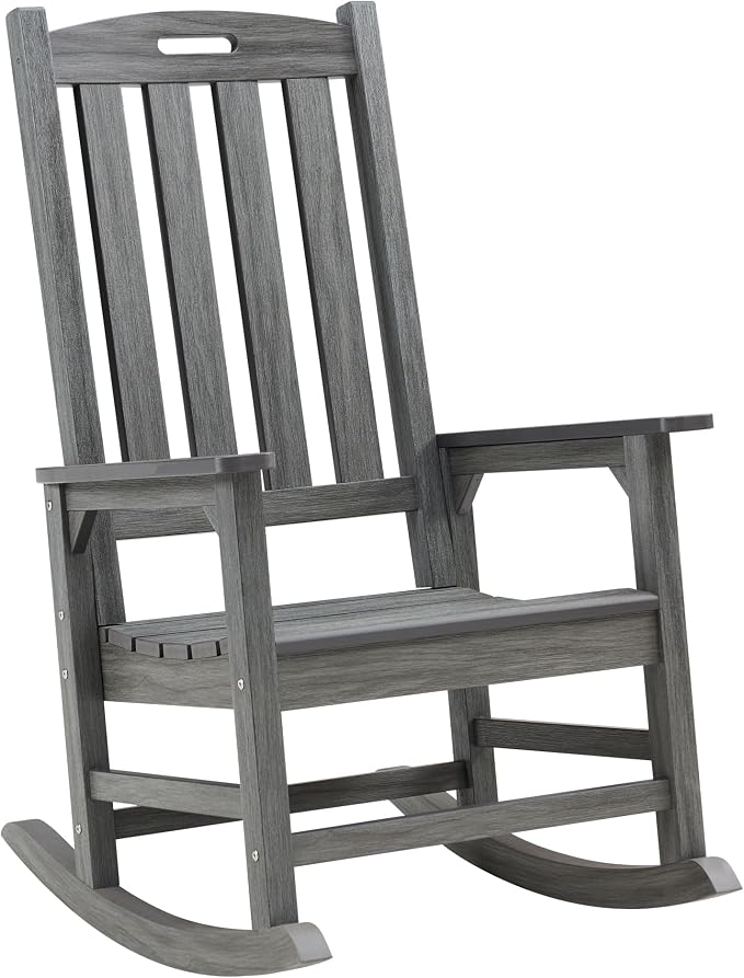 Oversized Outdoor Rocking Chair, HDPE Porch Rocker | High Back Rocking Chairs by PsilvamGardenFurniture