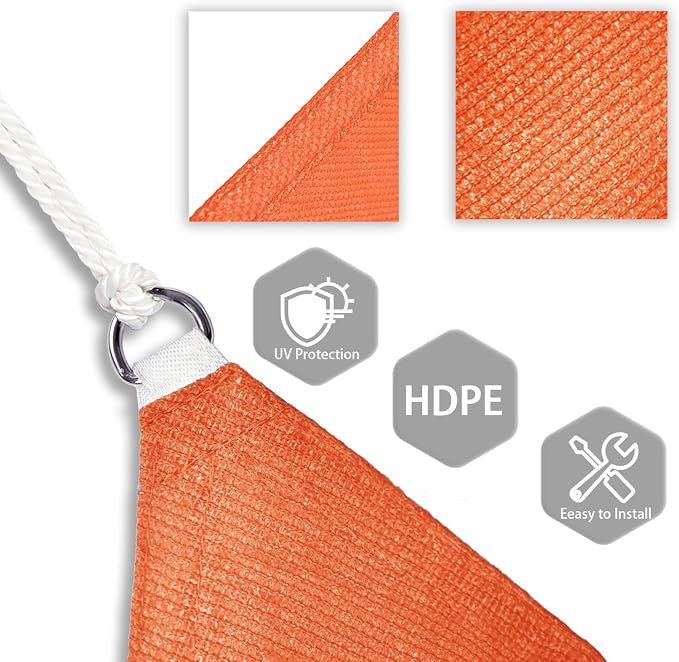 Patio Paradise 10' x 10' x 10' Sun Shade Sail Triangle Canopy Shade Cloth - Image 3