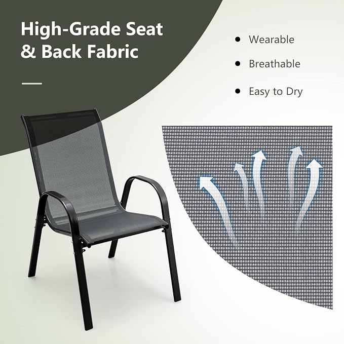 GIANTEX Patio Chairs Set of 4, Stackable Outdoor Dining Chairs - Image 5