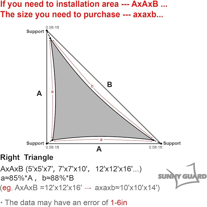 SUNNY GUARD Custom Size 13'x13'x18.4' Sand Sun Shade Sail Right Triangle UV - Image 2