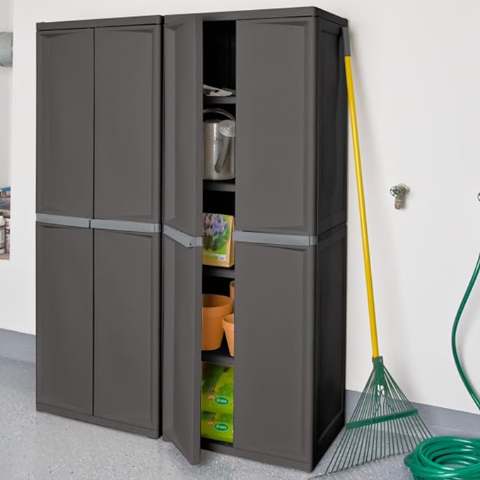 Sterilite 4 Shelf Cabinet, Durable Plastic Storage Solution, 1 Pack | - Image 2