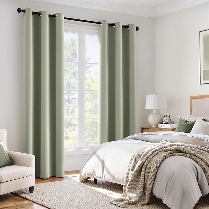 MIULEE Sage Green 100% Blackout Curtains - Image 6