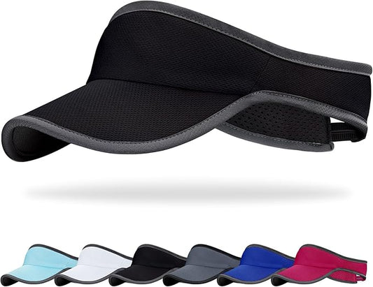 Sports Sun Visor for Men Women, Lightweight Soft Quick-Dry Visor Hat, Packable Tennis Golf Running Visor