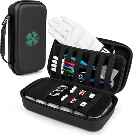 Golf Glove Holder Case with Glove Shaper - Golf Accessories Organizer for Men & Women, Premium Protective Storage Case with Carabiner Fits Golf Bags, Golf Gifts for Men