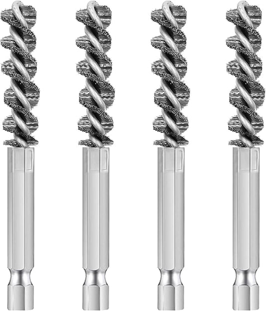 4 Pcs Golf Clubs Head Hosel Brush, Golf Club Brush, Golf Stainless Steel Hosel Wire Brush Electric Drill Cleaning Wire Brush Tool, Hex Shank Handle Electric Drill Wire Brush for Wood and Iron, Sliver