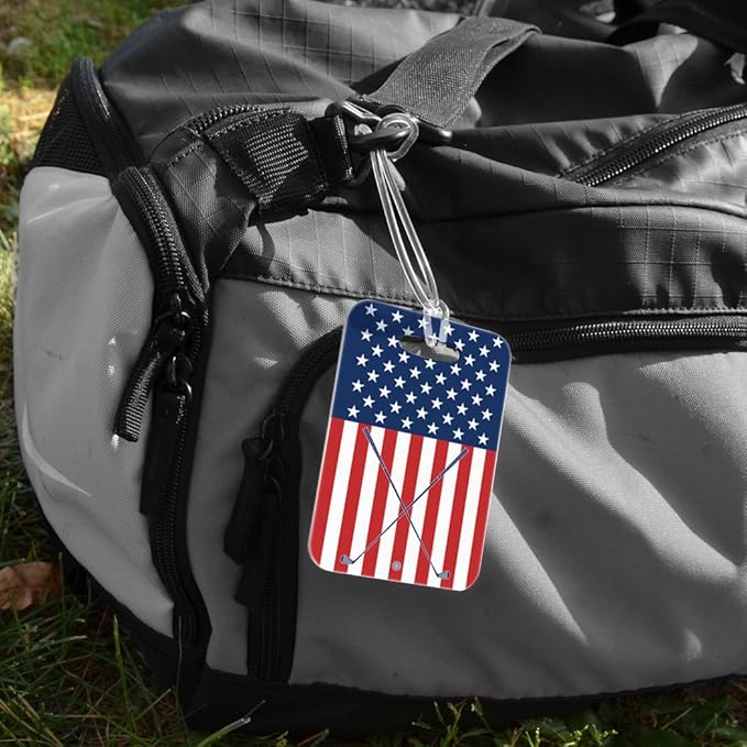 ChalkTalkSPORTS Golf Luggage & Bag Tag | USA Golfer | Standard Lines on Back | Medium