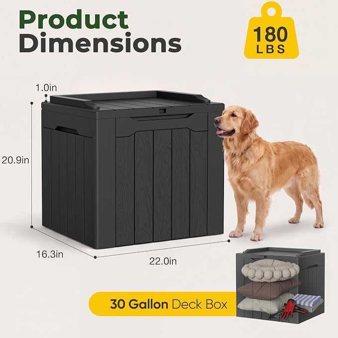 Flamaker 2 Pack Deck Box 31 Gallon Waterproof Resin Storage Box - Image 5