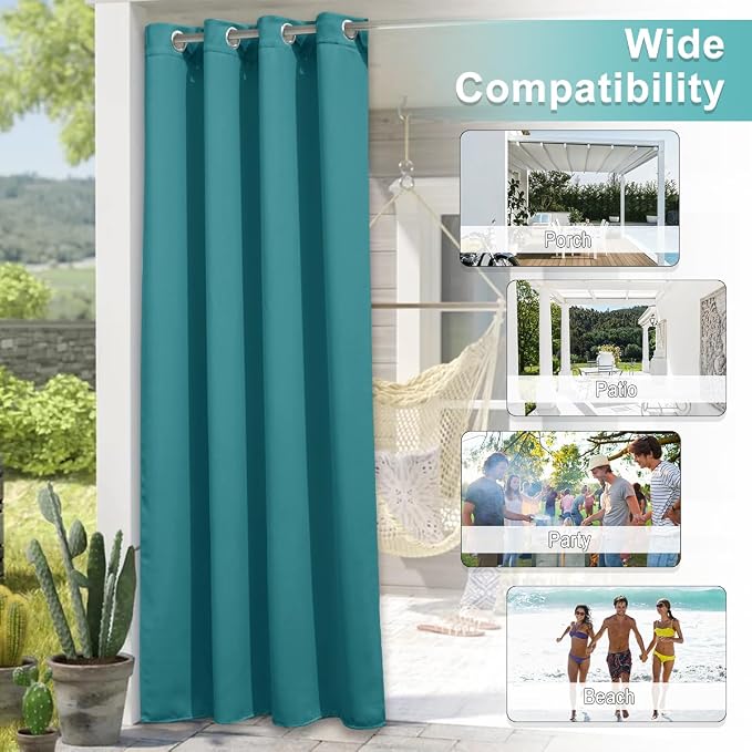 NICETOWN Peacock Teal Outdoor Curtains - Image 6