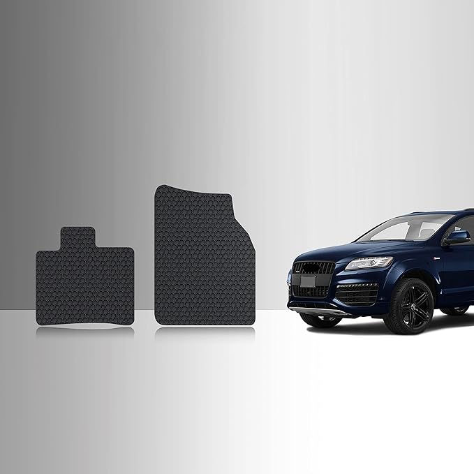 TOUGHPRO Floor Mats Accessories for Audi Q7 All Weather Heavy Duty (Made in USA) Black Rubber 2007 2008 2009 2010 2011 2012 2013 2014 2015 (Front Mats)