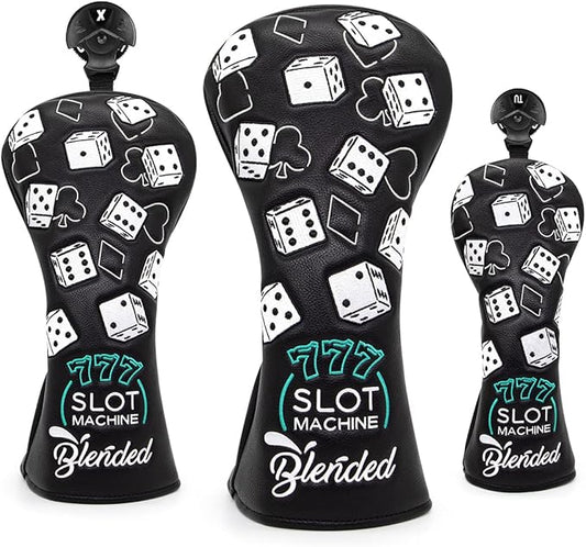 Golf Club Covers Lucky 777 Blade Putter Headcover Golf Driver Covers Fairway Wood Headcover Hybrid Head Cover Blade Putter Cover Leather 3 Wood Headcovers Golf Headcovers for All Brand