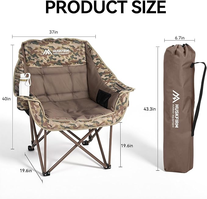 Oversized 2 Pack Camping Chairs, Camping Chairs Support 450LBS, Camouflage | - Image 3