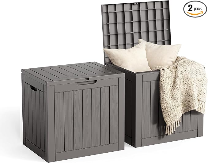 35 Gallon Outdoor Storage Box, Large Resin Deck Box by ASKPASS