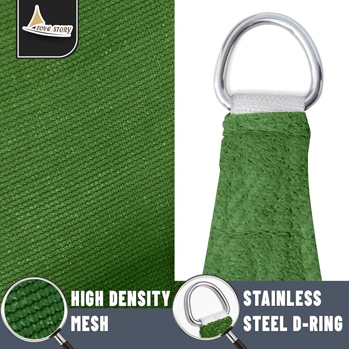 LOVE STORY Custom Size 7' x 8' x 10.6' Sun Shade Sail, Piquant Green | HDPE - Image 5