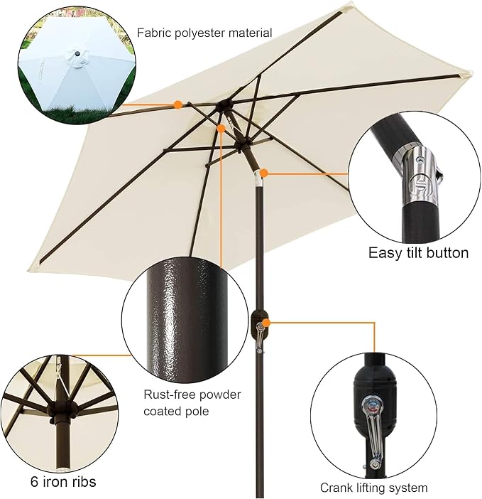 7.5 ft Patio Umbrella, Yard Umbrella, Outdoor Market Umbrella - Image 2