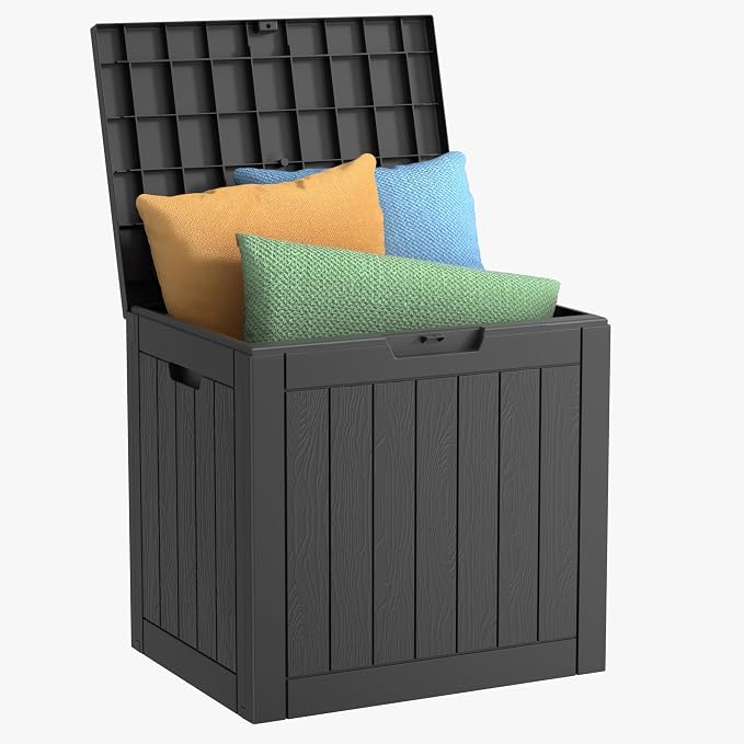 32 Gallon Resin Deck Box Waterproof, UV Resistant Outdoor Storage Box by EASYUP
