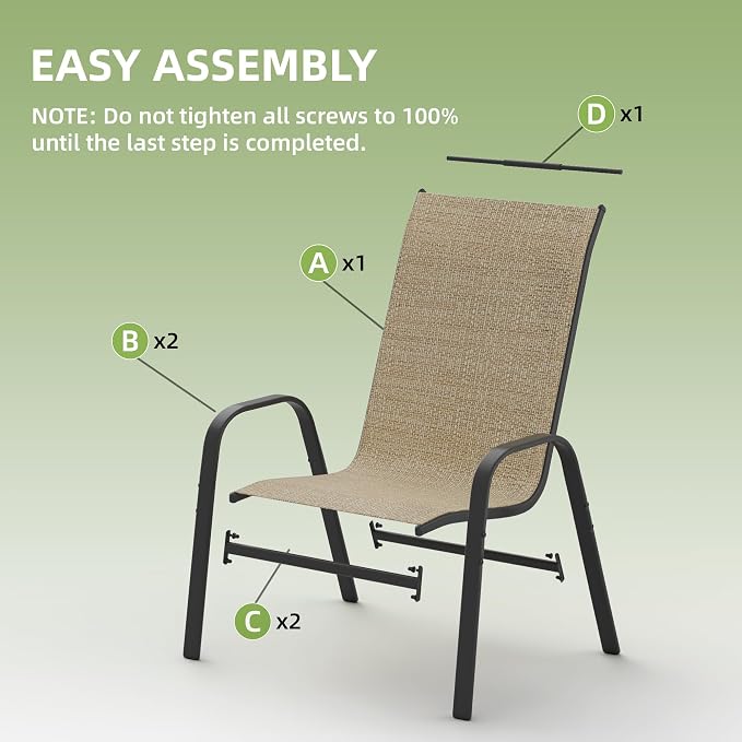 Patio Chairs Set of 2, Outdoor Stackable Dining Chairs - Image 7