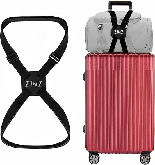 ZINZ Luggage Strap, High Elastic Suitcase Belt Adjustable Bag Bungees for Easier Travel，Black