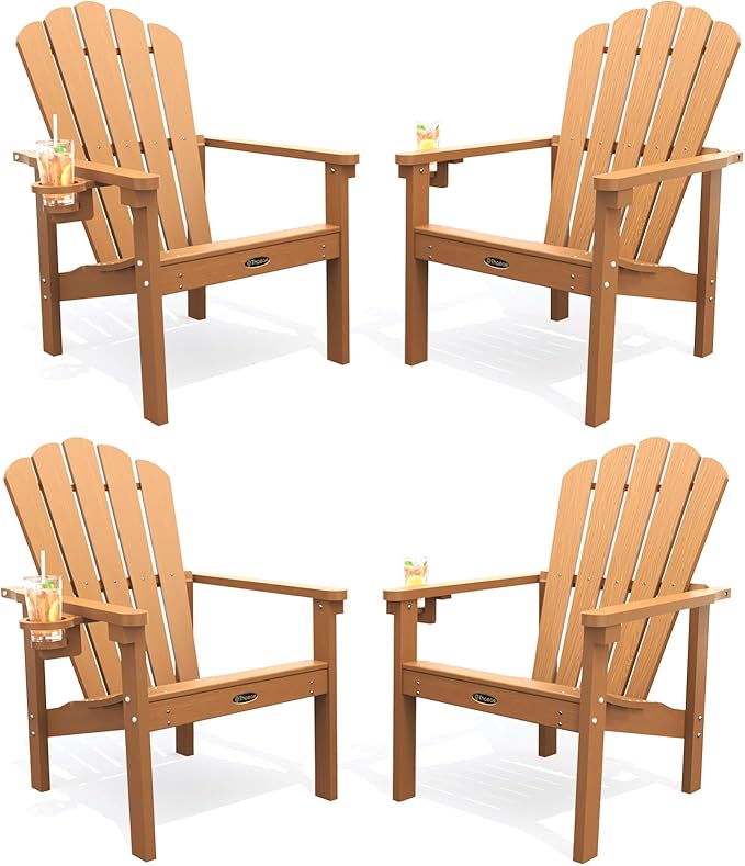 THOEOE Stackable Adirondack Chair Set of 4, All-Weather HDPE Fire Pit Chair | by THOEOE