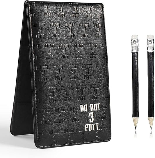 FINGER TEN Golf Scorecard Holder with 2 Free Pencils Value Pack, Premium Leather Yardage Books Cover Weatherproof, Lightweight Portable Score Tracking Accessories for Men Women