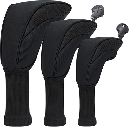 Golf Head Covers for Fairway Woods Driver Hybrids 5 Pieces Nylon Mesh Sports Fan Golf Club Headcovers-Golf Accessories for Men Women.