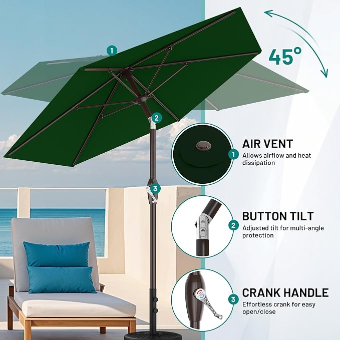 7.5FT Patio Umbrella Table Market Umbrella w/Tilt and Crank, Heavy-Duty Outdoor - Image 7
