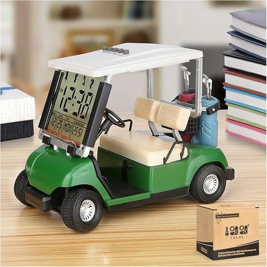 10L0L Mini Golf Cart Alarm Clock LCD Display Calendar Golf Gifts for Men Fans Golfers Superior Race Souvenir Novelty(Green)