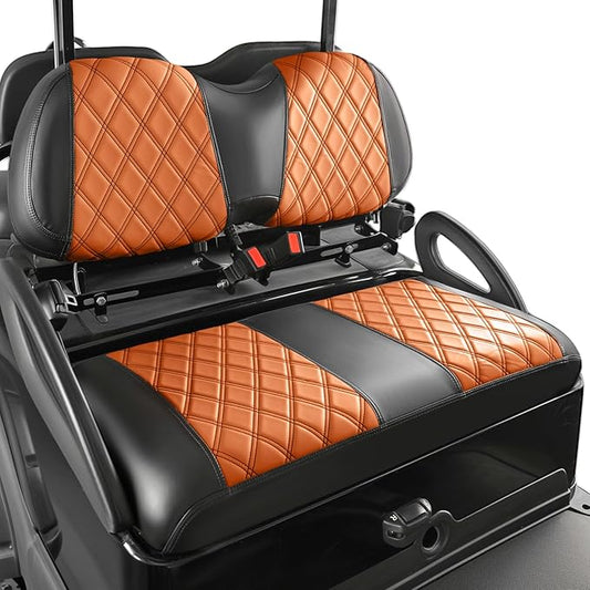 Drive-up Golf Cart Seat Covers, Brown Diamond Golf Cart Front Seat Covers Fits for Club Car Precedent Golf Carts, Black Stitching Seat and Backrest Covers, Anti-Scratch and Waterproof