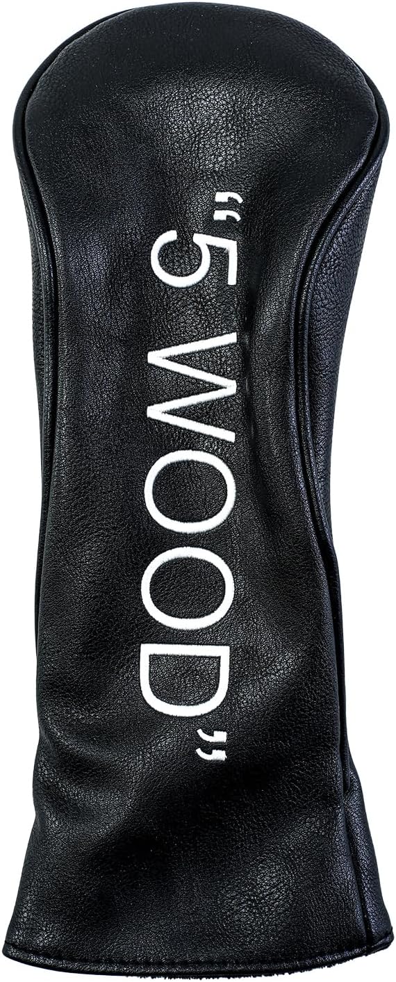 Golf Club Covers – Leather Driver Headcover, Fairway Wood, 3 Wood, Hybrid, Fits Mallet Blade Putter Head Covers Alignment Stick Cover