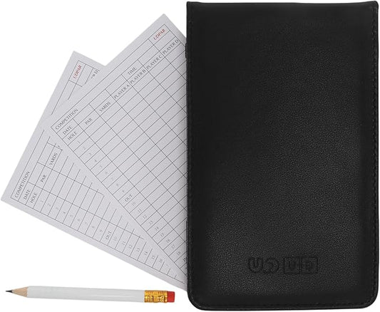 Golf Scorecard Holder & Yardage Book Cover – Premium Vegan Leather Golf Organizer, Slim Pocket Design with Elastic Strap for 4.5"x7" Cards, Bonus Pencil and Scorecards, for Golfers