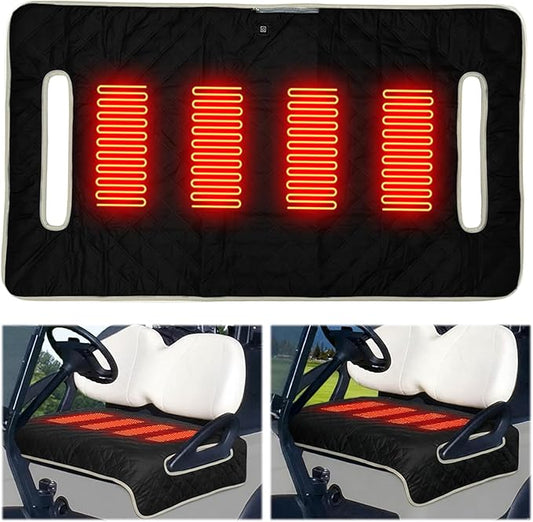 Heated Golf Cart Seat Cover,Non-Slip Winter Golf Cart Seat,Universal Fit, Easy Installation,4 Heating Zones, USB/Type-C Powered, Non-Slip & Waterproof, Ideal Golf Gift for Men