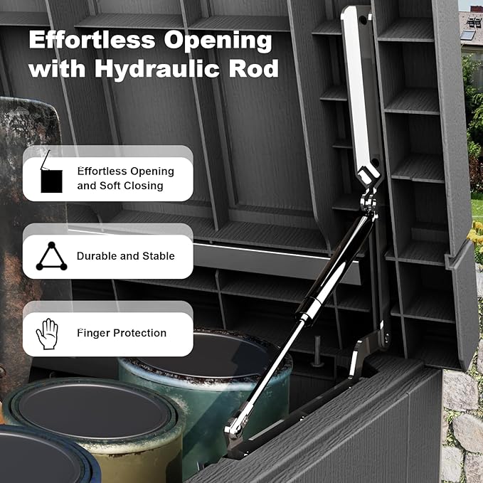 PatioZen 280 Gallon Resin Deck Box, Lockable Weatherproof Outdoor Storage Box - Image 2