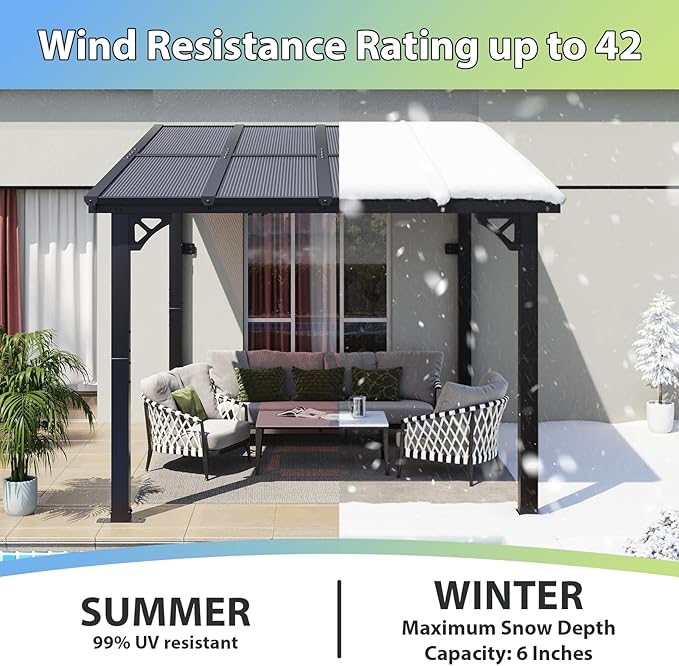 Aoxun 8’x10’ Gazebo with Aluminum Frame & Polycarbonate Panel, Outdoor Patio - Image 3