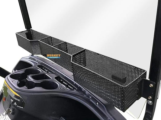 Huskey Golf Cart Front Basket Storage Basket Dash Basket Compatible W/EZGO TXT/RXV,Club Car DS (2000.5+) Precedent/Tempo/Onward,Yamaha G29 Drive2 2007+ One Piece Solid Design & Larger Compartments