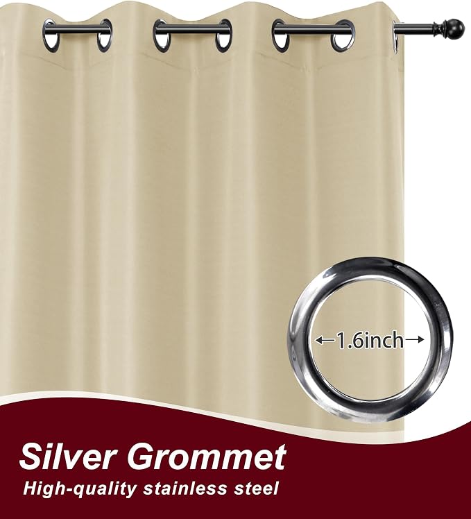 Grommet Outdoor Curtains for Patio Waterproof 8 Pcs 54x108 In Cream | - Image 2