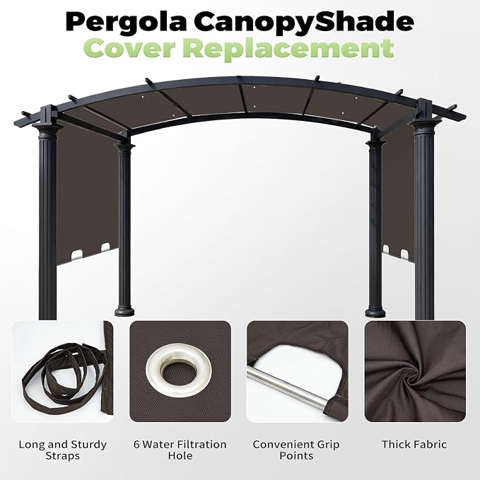 85x208 in Pergola Shade Cover for L-PG080PST Pergola | Brown, Cover Only - Image 6