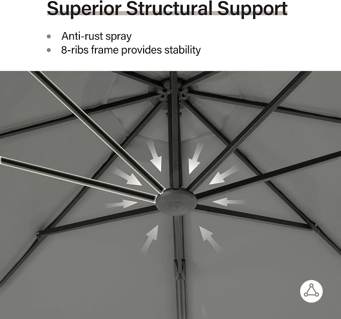 Outdoor Patio Umbrella with Base included, 12 FT Deluxe Curvy Cantilever - Image 7