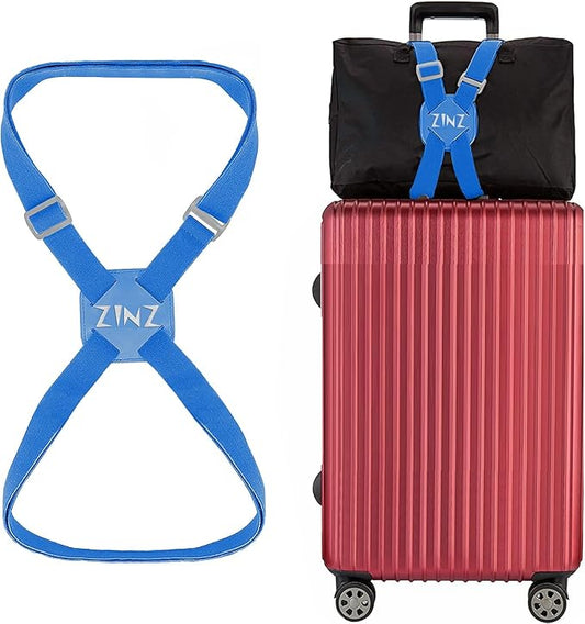 ZINZ Luggage Strap, High Elastic Suitcase Belt Adjustable Bag Bungees for Easier Travel，Blue