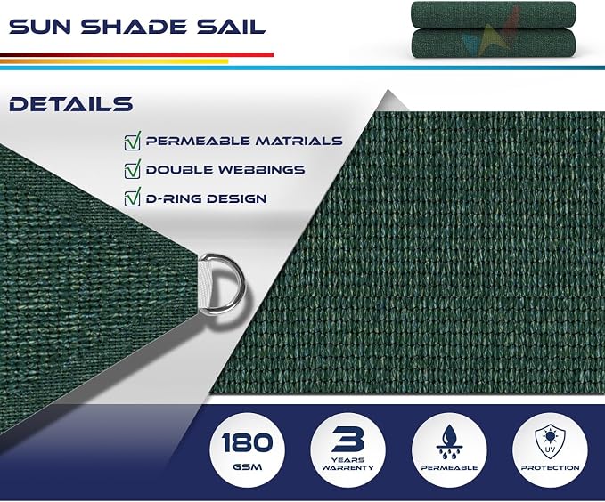 Windscreen4less 26' x 26' x 26' Sun Shade Sail Triangle Outdoor Canopy Cover UV - Image 3