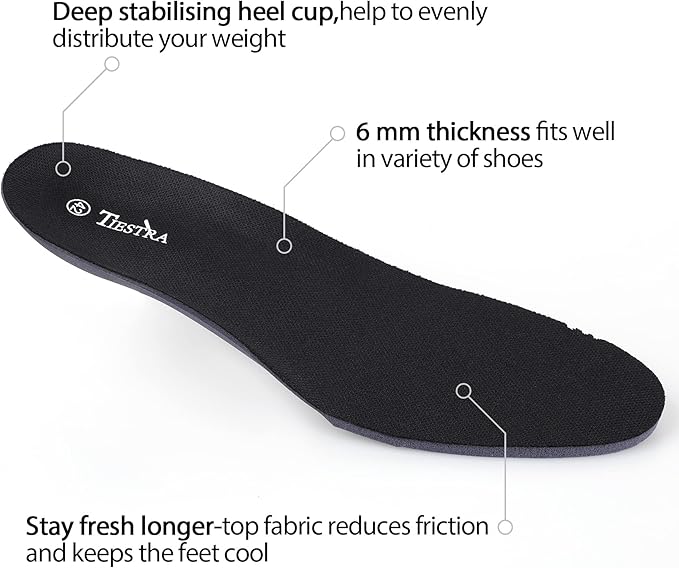 Insoles for Womens Memory Foam Shoe Inserts,Replacement Insoles for Work Boot Running Shoes-Shock Absorption and Cushion for Feet Relief,Comfort Inner Soles for Everyday Use Black 37EU/US6