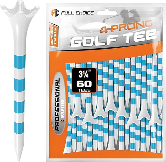 60/100 Pack Plastic Golf Tees (2-3/4"or 3-1/4"), Enhanced Durability & Stability, Designed to Reduce Friction and Side Spin