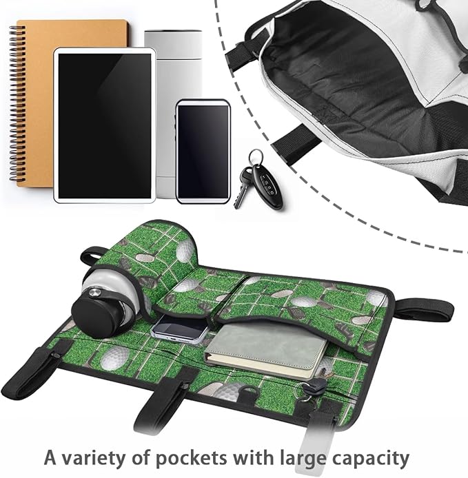 Golf Ball Golf Cart Rear Seat Organizer Universal No Drilling Storage Bag Lightweight Accessories