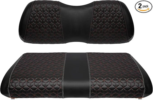 Golf Cart Seat Covers Front for Club Car Precedent 2004+ Standard Seat Cushion, EZGO Vinyl Leather Seat Cover Set Replacement Accessories, No Staples, Black(4 PCS)