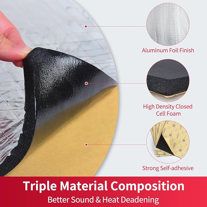 197mil 9.95sqft Car Sound Deadening Material Mat - Automotive Carpet Sound Dampening, Auto Sound Deadener Foam RV Insulation Car Audio Accessories, Heat Insulation for Floor, Door, Truck