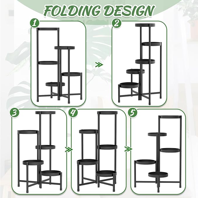 iDavosic.ly Plant Stand with Garden Tools Indoor Outdoor, 5 Tier, Tiered Flower - Image 5