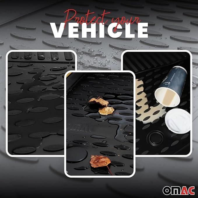 OMAC Floor Mats for VW Golf GTI MK7 2015-2021 Car Mats All Weather 3D Custom Fit Rubber Mat Waterproof Odorless TPE Floor Liners Laser Measured Non-Slip (Black)