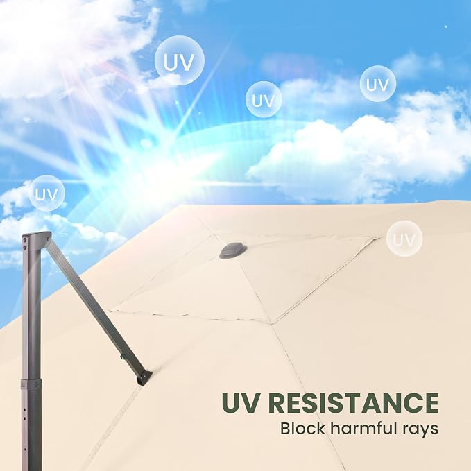 9' X 12' Cantilever Patio Umbrella Rectangular Outdoor Umbrellas | Heavy Duty - Image 9