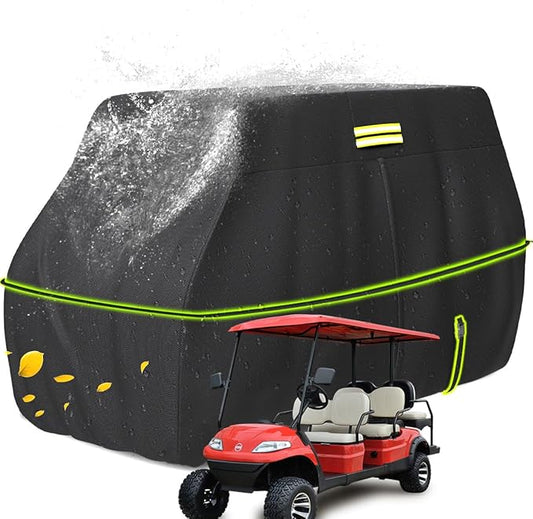 moveland 4/6 Passenger Golf Cart Cover, 100% 600D Waterproof, Universal Fits Most 4/6 Passenger EZGO, Club Car, Yamaha Golf Carts