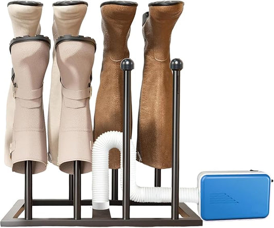 Boot Rack Organizer Tall Boots Boot Storage Free Standing Shoe Racks Black Metal for Dorm Room, Closet, Entryway, Bedroom for 4 Pairs With Multifunctional Portable Dryer 600W(54.1*50.2*30)