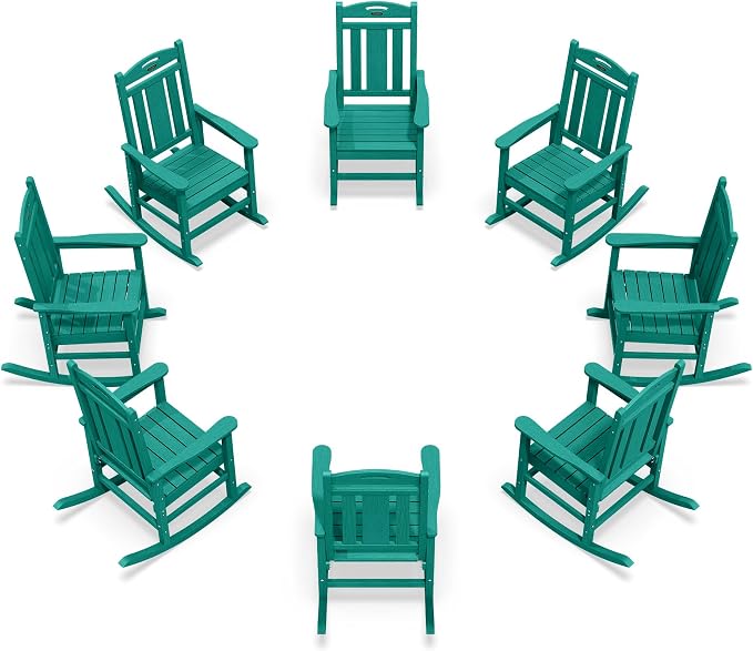 Oversized Outdoor Rocking Chairs Set of 8, 380lbs Heavy-Duty Large Patio Rocker by CIOKEA